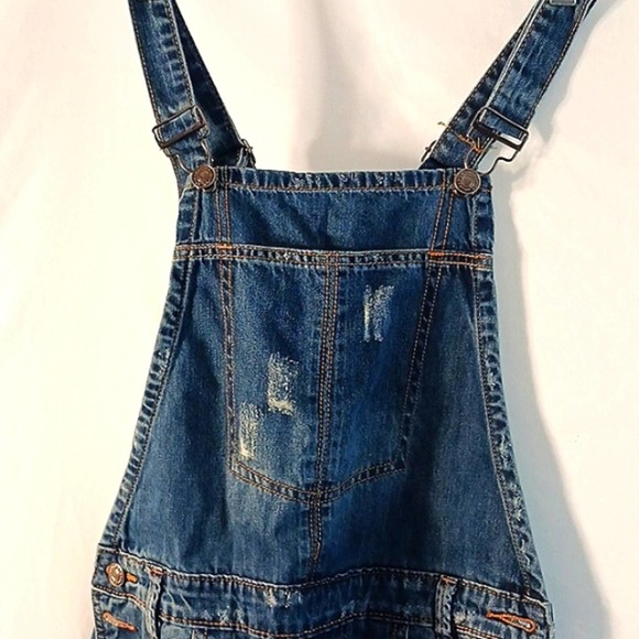 VICI OVERALLS Distressed Frayed Dark Blue Sz Small AMAZING JEANS! Super Cute!! - Picture 5 of 16